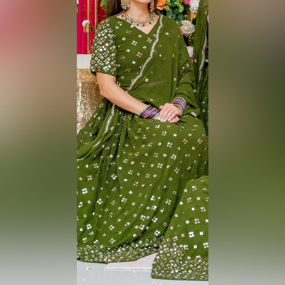 Elegant Green Embellished Lehenga